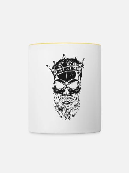 King Kopf (Partnermotiv) - Tasse zweifarbig - Weiß/Gelb