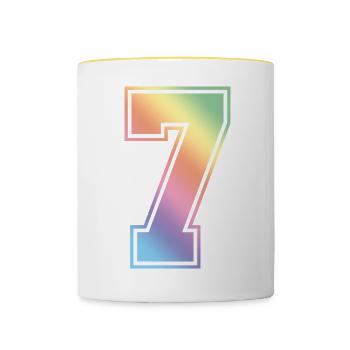 7 Number Colorful - Contrasting Mug - white/yellow - Front