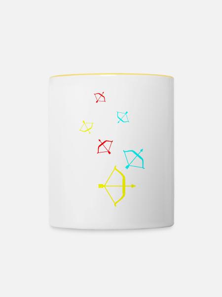 Pfeil und Bogen - Tasse zweifarbig - Weiß/Gelb