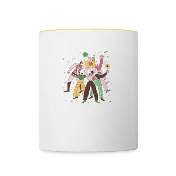Hippie Bewegung tanzen Freundschaft - Tasse zweifarbig - Weiß/Gelb - Vorne