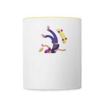 Skater flies on the nose - Contrasting Mug - white/yellow - Front