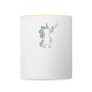 I Like Unicorns And Maybe 3 People - Contrasting Mug - white/yellow - Front