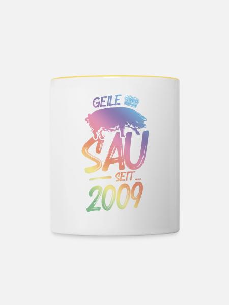 2009 Geile Sau - Tasse zweifarbig - Weiß/Gelb