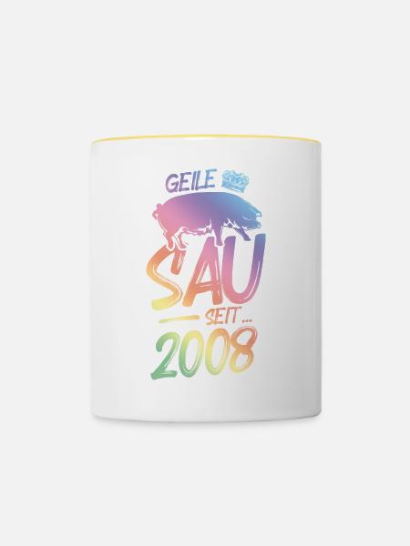 2008 Geile Sau - Tasse zweifarbig - Weiß/Gelb