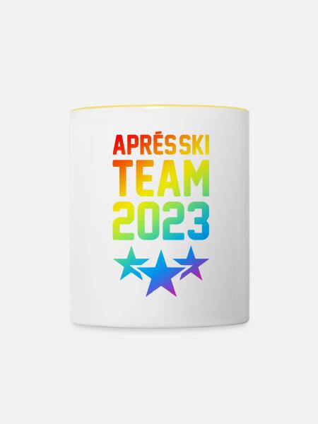 Apres Ski 2023 - Tasse zweifarbig - Weiß/Gelb