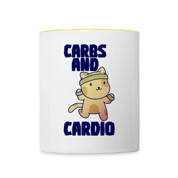 Carbs And Cardio 2 - Contrasting Mug - white/yellow - Front