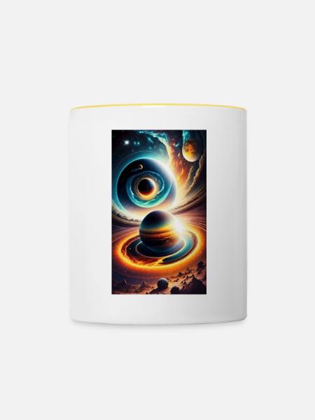 Astralplanetarer Wirbel - Tasse zweifarbig - Weiß/Gelb