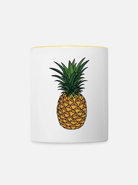 Ananas - Tasse zweifarbig - Weiß/Gelb