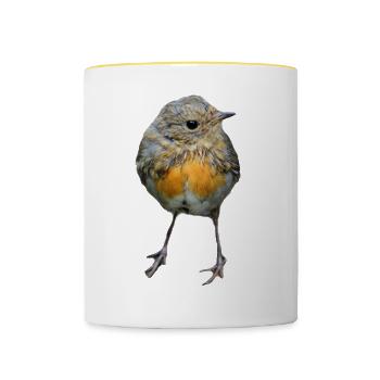 Vogel - Mok tweekleurig - wit/geel - Voor