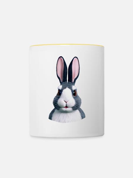Hase - Nicht nur an Ostern - Tasse zweifarbig - Weiß/Gelb