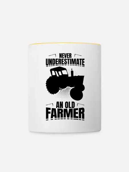 Landwirt Großvater - Tasse zweifarbig - Weiß/Gelb