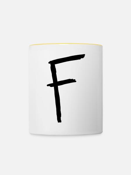 Buchstaben F - Tasse zweifarbig - Weiß/Gelb