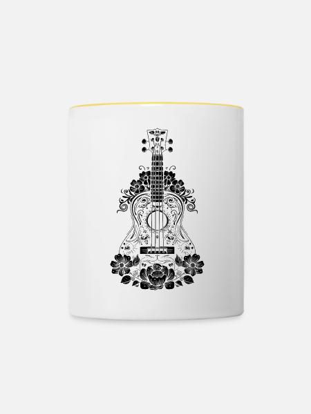 Ukulele - Tasse zweifarbig - Weiß/Gelb