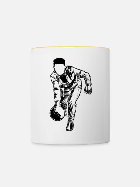 Bowler Skizze - Tasse zweifarbig - Weiß/Gelb