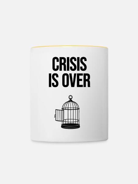 Crisis is over - Tasse zweifarbig - Weiß/Gelb