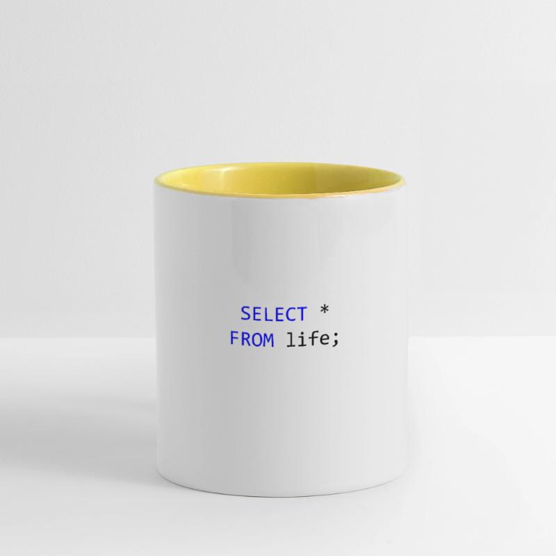 SELECT alles vom Leben- SQL-Programmierer Geschenk Tasse zweifarbig