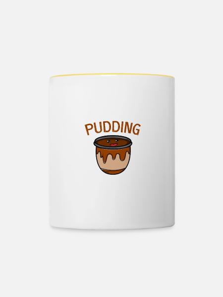 Pudding Lustige Person Geschenk - Tasse zweifarbig - Weiß/Gelb