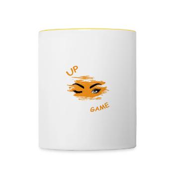 Brow game microblading technician. Gift - Contrasting Mug - white/yellow - Front