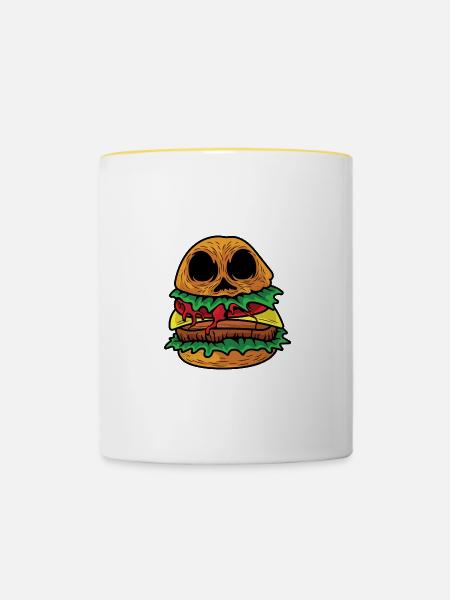 Monsterburger Geschäftsinhaber Gift - Tasse zweifarbig - Weiß/Gelb