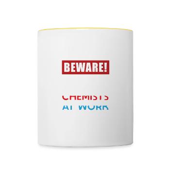 Les chimistes au travail. Génie ou nerd. Poison - Mug contrasté - blanc/jaune - Devant