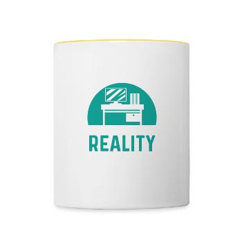 Realistic Reality Office Worker Gift - Contrasting Mug - white/yellow - Front