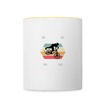 BMX -Vélo BMX -Cadeau Fan - Mug contrasté - blanc/jaune - Devant