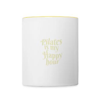 Meine Happy Hour Yogalehrer Gift - Tasse zweifarbig - Weiß/Gelb - Vorne