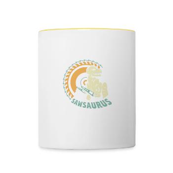 Sawbsaurus Builder Gift - Contrasting Mug - white/yellow - Front