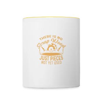 No scrap wood construction worker poison - Contrasting Mug - white/yellow - Front