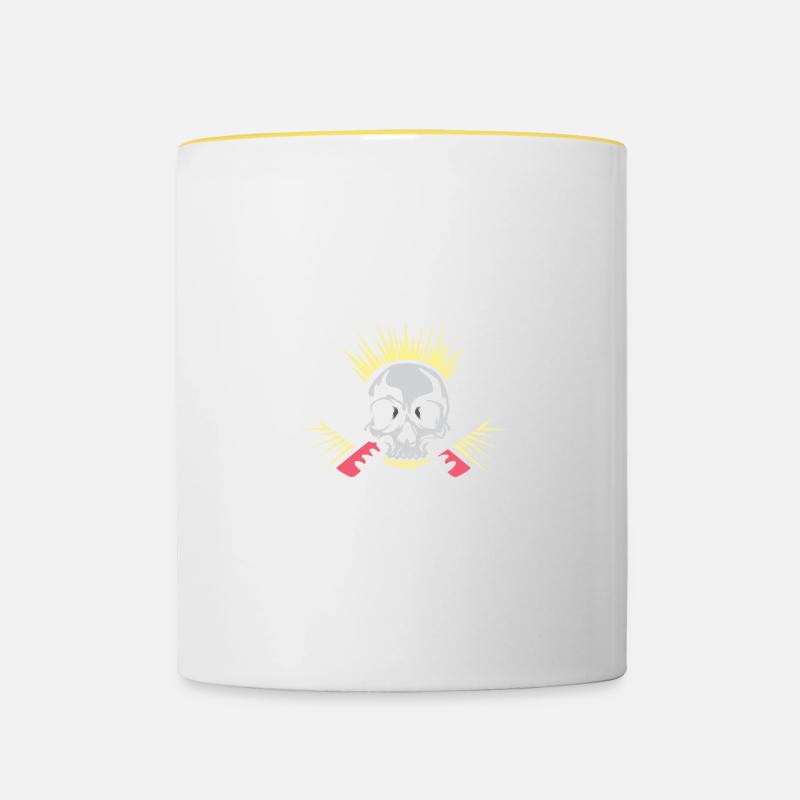 Ich bin ein Metzger Fleischmarktperson Geschenk - Tasse zweifarbig - Weiß/Gelb