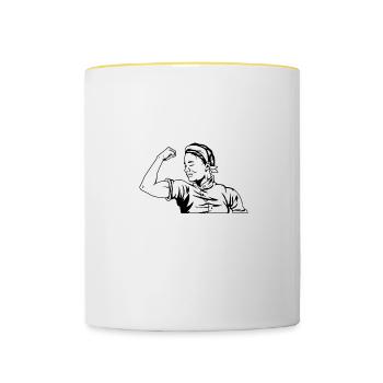 Nous pouvons coudre le cadeau du médecin - Mug contrasté - blanc/jaune - Devant
