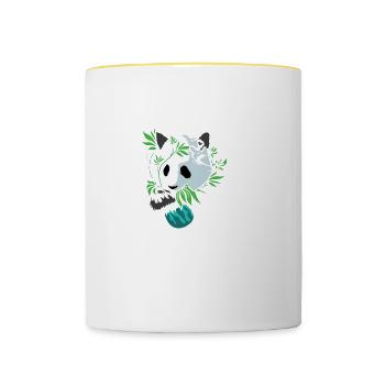 Panda Hippie Stoner Skizzier Geschenk - Tasse zweifarbig - Weiß/Gelb - Vorne