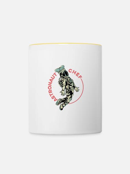 Astronautenkoch Kulinarischer Experte Geschenk - Tasse zweifarbig - Weiß/Gelb