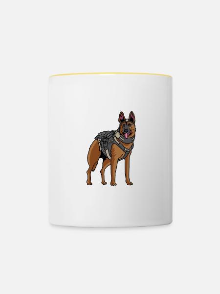 Polizeihund Polizist oder Polizist Gift - Tasse zweifarbig - Weiß/Gelb