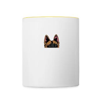 Berger Allemand Mère Amoureux des Animaux Gif - Mug contrasté - blanc/jaune - Devant