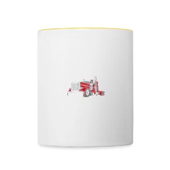 Funny truck driver clothing - Contrasting Mug - white/yellow - Front