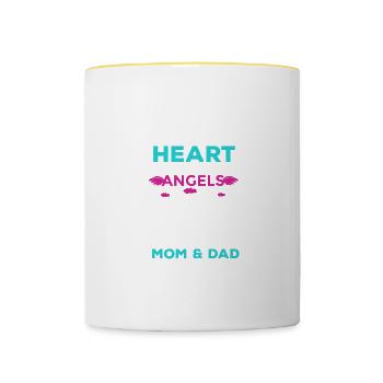 Maman _ Papa Mes Anges Souvenirs Vintage d’El - Mug contrasté - blanc/jaune - Devant
