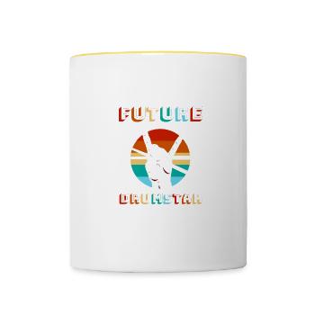 Future Drumstar Music Boy Girl Children Youth - Mug contrasté - blanc/jaune - Devant