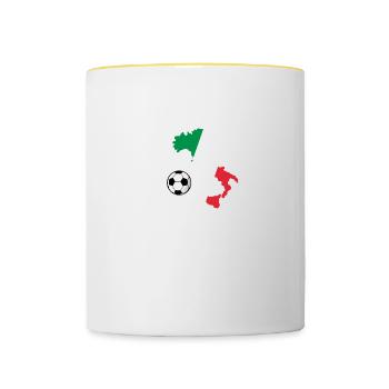 Italie Cartes Football Forzaazurri Italien - Mug contrasté - blanc/jaune - Devant