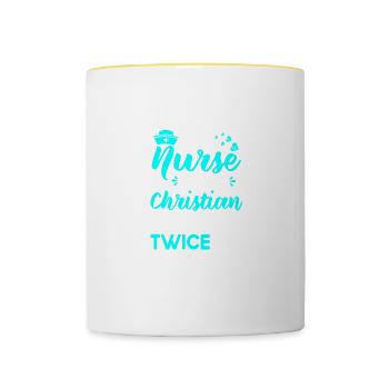 RN LVN CNA Krankenschwester Grad Christian Cool Nu - Tasse zweifarbig - Weiß/Gelb - Vorne