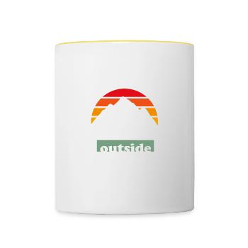 Let's go outside of Retro Funny Nature Gr - Contrasting Mug - white/yellow - Front