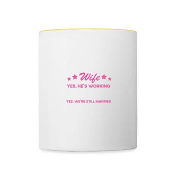 Funny Airplane Mechanic Mrs. Women Fra - Contrasting Mug - white/yellow - Front