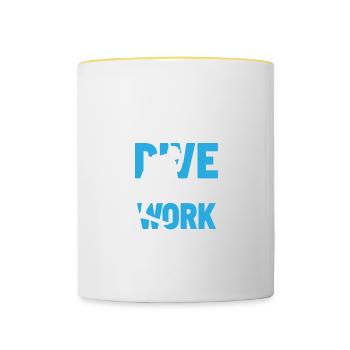 Vintage born to dive forced to work - Contrasting Mug - white/yellow - Front