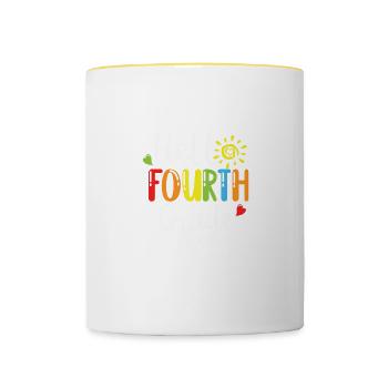 Hello fourth grade back to school - Contrasting Mug - white/yellow - Front