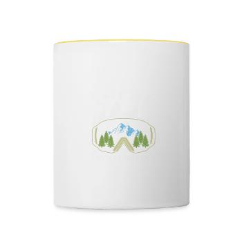 Skiing, later winter Sport Alpine Ski Ski Ski Ski Ski - Contrasting Mug - white/yellow - Front
