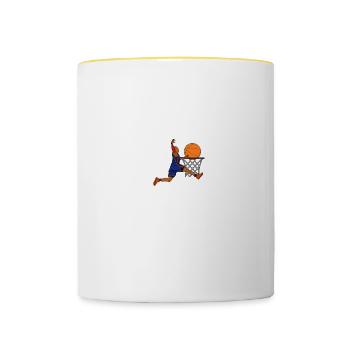 Mon joueur de basket préféré m’appelle Oncle V - Mug contrasté - blanc/jaune - Devant