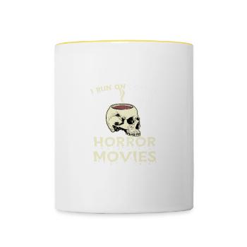 I run scarier with coffee and horror movies - Contrasting Mug - white/yellow - Front