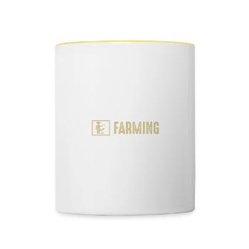 Funny quote eating sleep breeding repetition - Contrasting Mug - white/yellow - Front