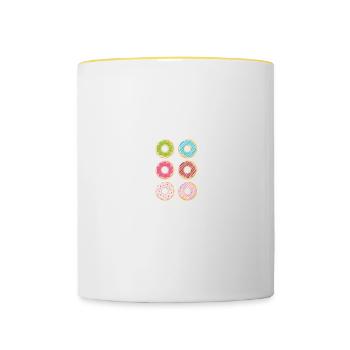 Donut découvrez mon Six Pack Donut Lover Fitness - Mug contrasté - blanc/jaune - Devant