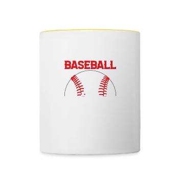 Famille Cohérent Citation Drôle Baseball -O - Mug contrasté - blanc/jaune - Devant